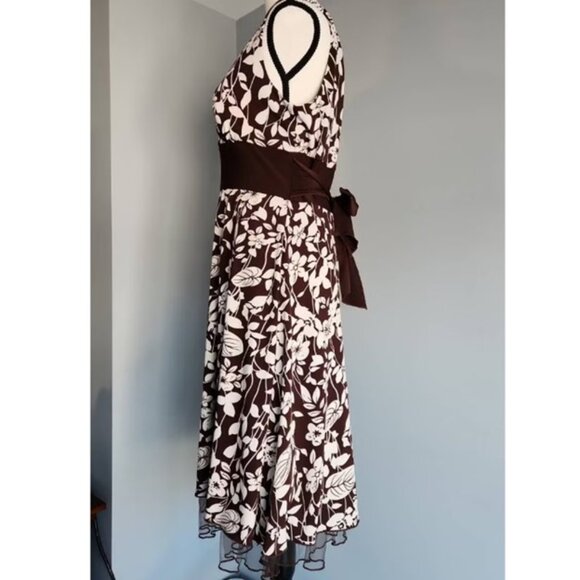 Jessica Midi Dress Wine/Off-White Size US 10 - Picture 2 of 9